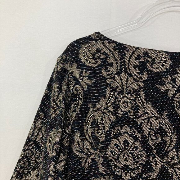 Jessica Howard size 18W Black Brown Damask Print Stretch Knit Dress Office - Picture 10 of 11